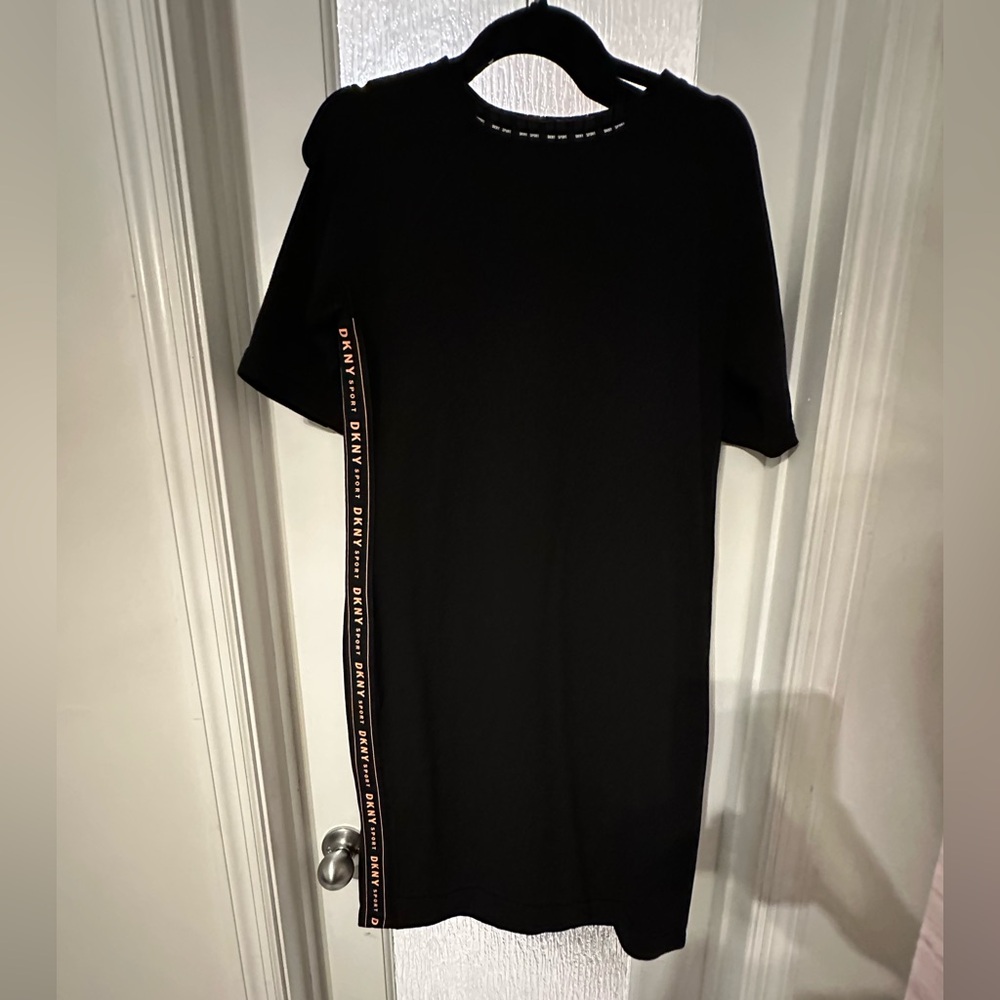 DKNY Sport Black Mini Dress with 3/4 Sleeves